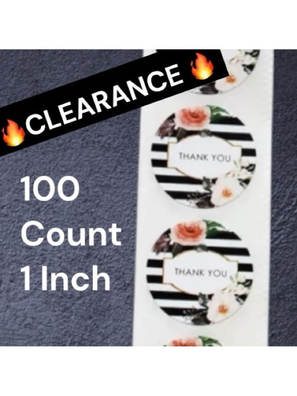 Clearance 100 Pack Black & White Stripe Thank You Stickers PRICE IS FIRM